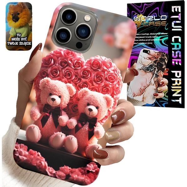 Custodia Per Iphone 13 Pro - Orsetto Rosa Famiglia Cuore + Vetro-image