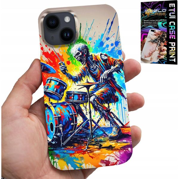 Custodia Per Iphone 15 - Cover Scheletro Rock Drums Drums-image