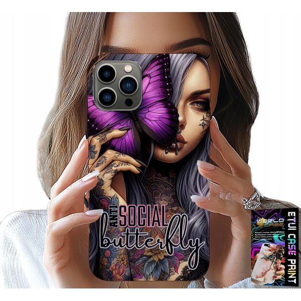 Custodia Per Iphone 11 Pro Max - Anti Social, Farfalla, Farfalla Rosa + Vetro-image