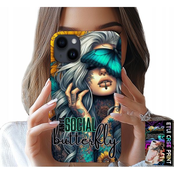 Custodia Per Iphone 15 - Anti Social, Farfalla, Femminile-image