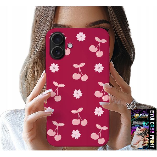 Custodia Per Iphone 16 - Ciliegie Su Sfondo Bordeaux + Foil-image