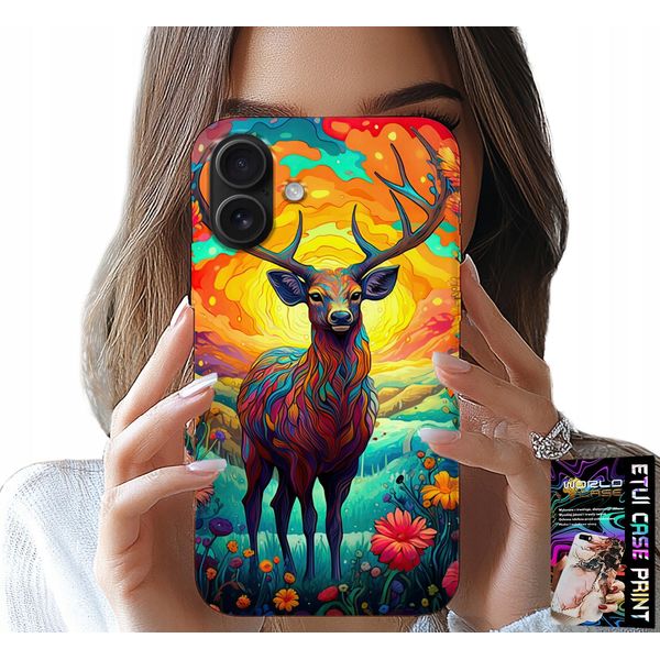 Custodia Per Iphone 16 - Disegni Colorati Cervi Alci Animali Della Foresta-image