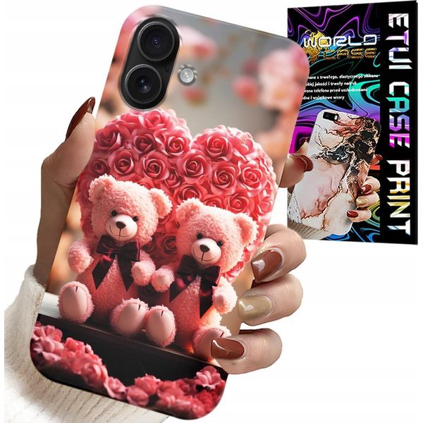 Custodia Per Iphone 16 Plus - Orsetto Rosa Famiglia Cuore + Vetro-image