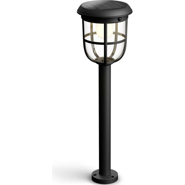 Lampada A Colonna Solare A Led Philips 8720169267213 Radii IP44 250 Lm 2700 K Nero Con Sensore Di Movimento-image