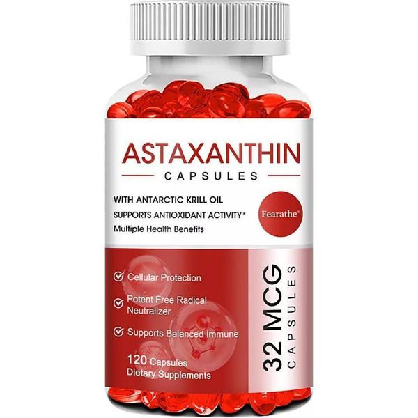 Astaxantina 32 Mcg (120 Capsule) Integratore Alimentare, Sistema Immunitario, Cuore, Occhi, Pelle, Articolazioni-image