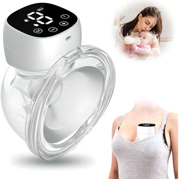 Tiralatte Elettrico Portatile, Tiralatte A Mani Libere Con Display Lcd, Tiralatte Ricaricabile, 3 Modalità E 9 Impostazioni, 180 Ml, Senza Bpa-image