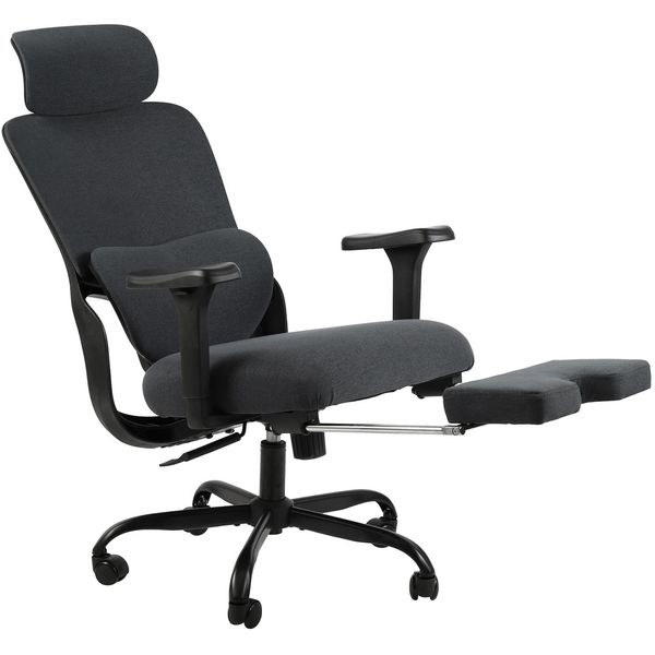 Clp BüRostuhl Ergonomisch Mit FußAblage Leesburg, Schreibtischstuhl Mit 3D-Armlehnen, LordosenstüTze, KopfstüTze, Bis 150 Kg Belastbar-image