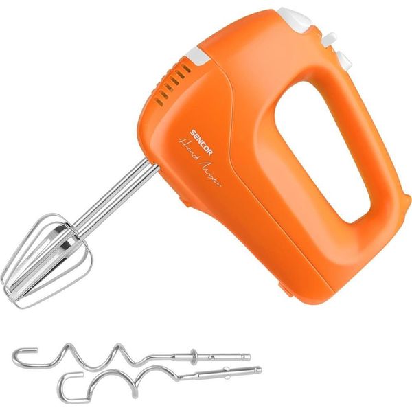 Sencor Shm 5403OR Frusta A Mano, 5 Velocità + Turbo, 2 Accessori Nella Confezione (Set Di Fruste E Fruste Per Impastare), Comodo Rilascio E Rimozione Degli Accessori, Potenza 200W-image