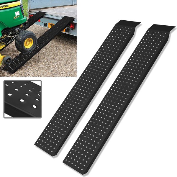 Sessamen-Lp 2X Rampa Di Accesso, Rampa Max 400 Kg, Rampa Di Accesso In Acciaio Zincato, Rampa Per Marciapiede, Rampa Per Sedia A Rotelle, Rampa Per Bicicletta, Rampa Di Carico Per Auto, Rimorchio, Scale, Bicicletta, Nero 160Cm-image