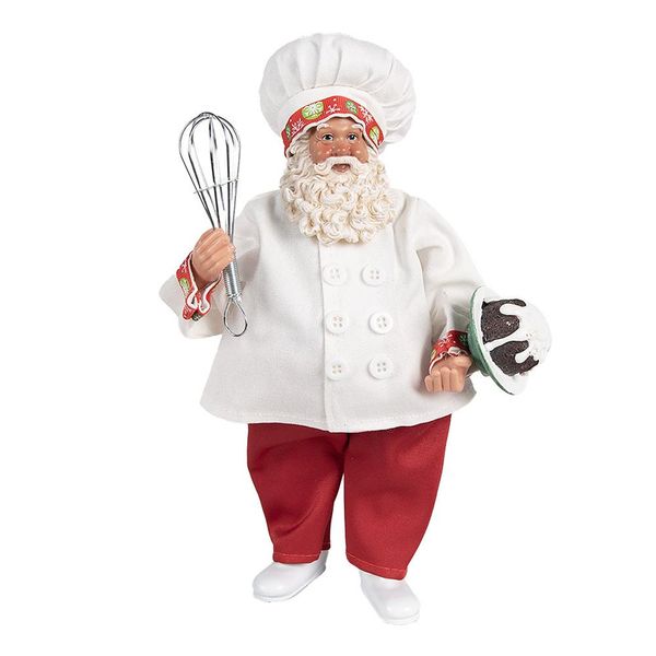 Clayre & Eef Decorazione Natalizia Figura Babbo Natale 27 Cm Bianco Rosso Tessuto-image