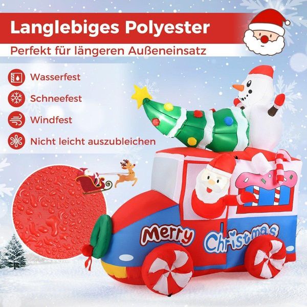 Decorazione Natalizia Gonfiabile Da 177 Cm Led Babbo Natale In Auto Decorazione Natalizia Con Pupazzo Di Neve-image