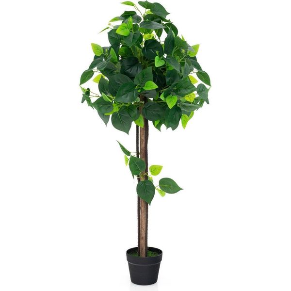 Albero Di Ortensia Artificiale In Vaso Con Tronco In Vero Legno. Pianta Artificiale Decorativa In Seta-image