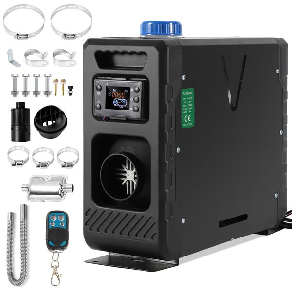 Tolletour Riscaldatore Diesel Aria Parcheggio 12 V 8 Kw, Riscaldatore Aria Parcheggio Diesel Riscaldatore Aria. Riscaldatore Diesel Con Display Lcd E Telecomando E App Bluetooth, Nero-image