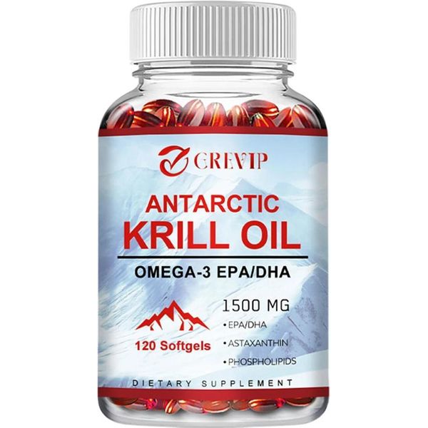 Olio Di Krill Antartico 1500 Mg (120 Capsule) Integratore Alimentare, Articolazioni, Cervello, Cuore, Pressione Sanguigna, Sistema Immunitario-image