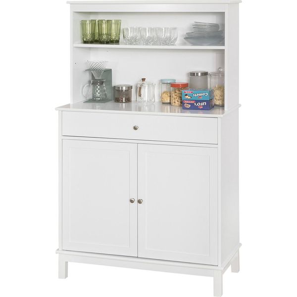 Sobuy FSB26-W Armadio Da Cucina Con Cassetto E 2 Ante Scaffale Da Cucina Credenza Con 4 Ripiani Armadio A Buffet Armadio Per Microonde Armadio Laterale Bianco-image