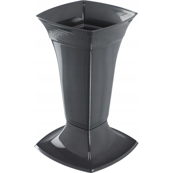 Vaso Da Tomba Kadax Con Base "Campo"", In Plastica, Vaso Per Lapide, Vaso Da Tomba, Vaso In Piedi, 30 Cm, Grafite"-image