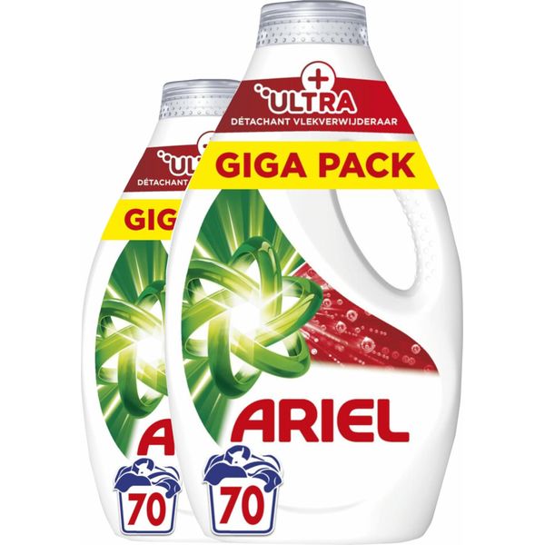 Detersivo Liquido Per Bucato Ariel + Smacchiatore Ultra - 2X70 Lavaggi-image