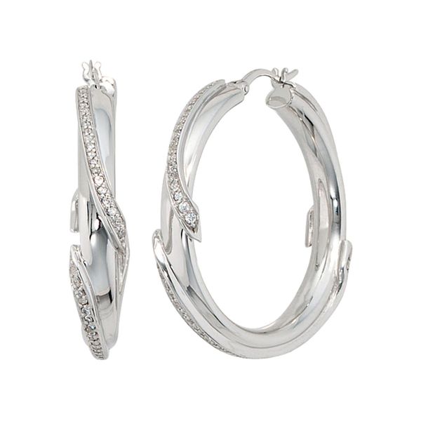 Paar Creolen Jobo, Silber (Silber 925), Ohrringe, Damen, 37,3Mm, Silber 925 (Sterlingsilber), 925 Silber Mit 124 Zirkonia-image