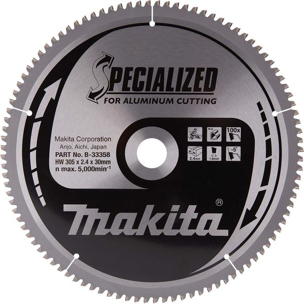Lama Per Sega Circolare Makita, Specializzata, Tct Tct - 305 X 30 Mm - 100 Denti - Alluminio-image