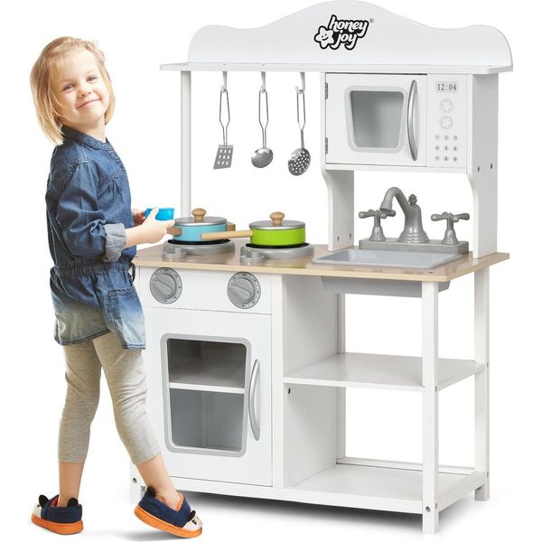 Cucina Da Gioco Per Bambini Set Da Cucina In Legno Da Cucina 60 X 30 X 83 Cm Bianco-image