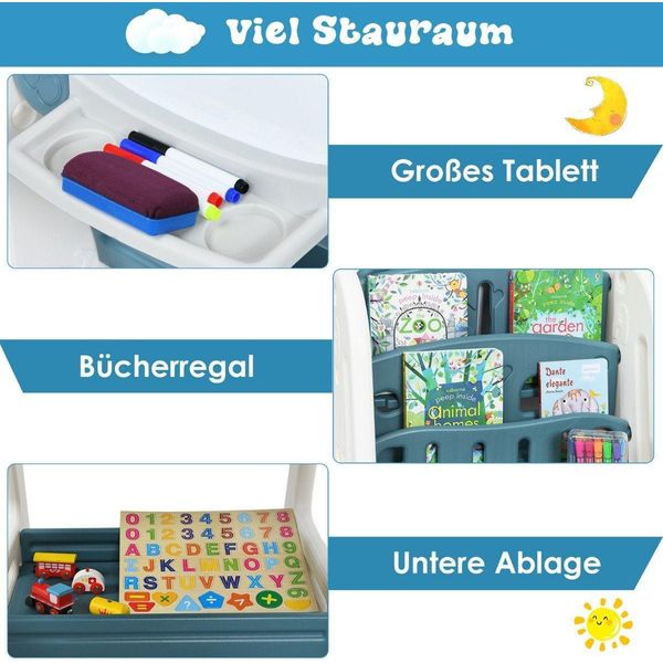 Lavagna Magnetica Bifacciale Per Bambini 2 In 1, Blu-image