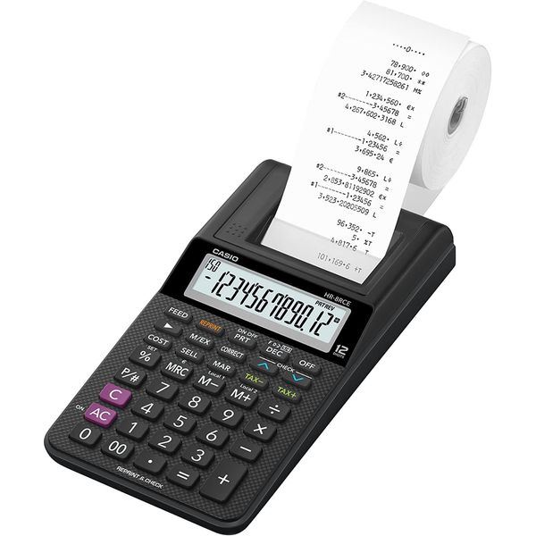 Casio HR-8RCE - Druckrechner - Lcd - 12 Stellen - Batterie - Schwarz (HR-8RCE-BK)-image