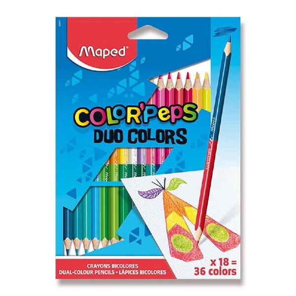Maped 829601 Matita Colorata Triangolare Maped Color'peps Duo, Confezione Da 18 Pezzi-image