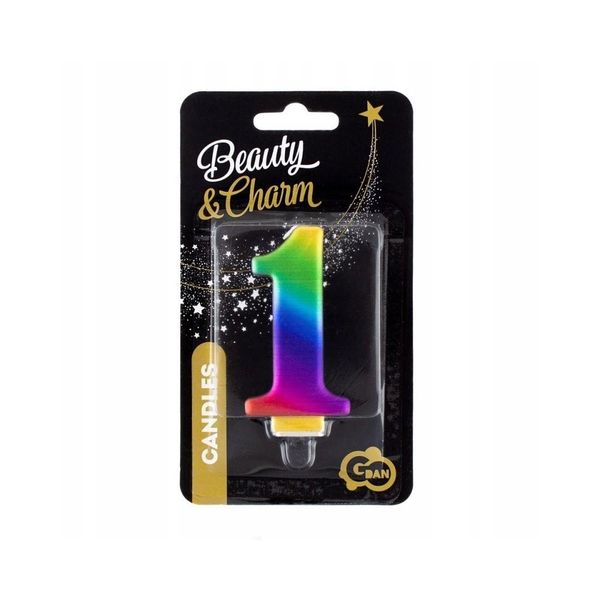 Godan Beauty&Charm Candela Di Compleanno Numero 1 Misura 8 Cm, Candela Di Cera Arcobaleno, Candela Numero Per Decorare Torte Di Compleanno, Torte Di Compleanno, Trenini Di Compleanno, Anniversari-image