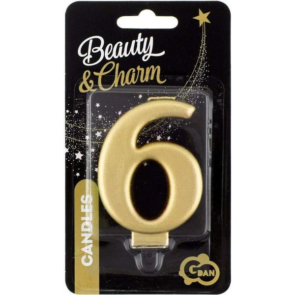 Candela B&C Numero 6 Oro Metallizzato 8,0 Cm PF-SCZ6-image