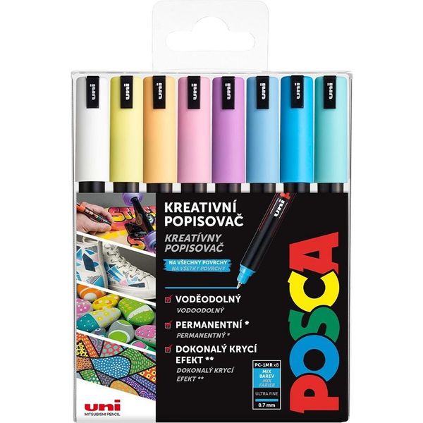 Posca Pennarello Unico PC-1MR 0,7 Mm Set Di 8 Colori Pastello-image