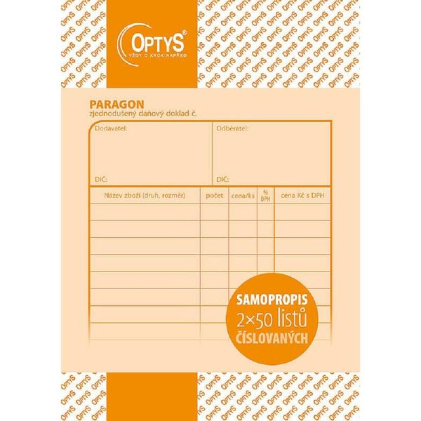 Documento Fiscale Form Paragon Optys, A6, Autoinchiostrante, Numerato, 2X50 Fogli-image