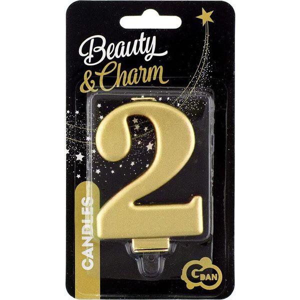 Candela Numero 2, Oro Metallizzato, 8 Cm-image
