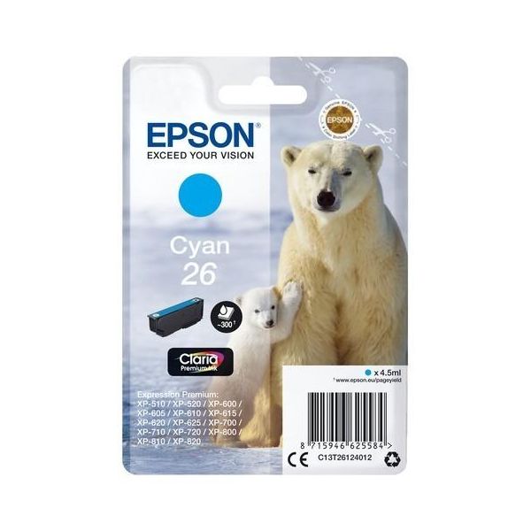 Original Epson Expression Premium XP-700 (C13T26124010 / 26) Druckerpatrone Cyan-image