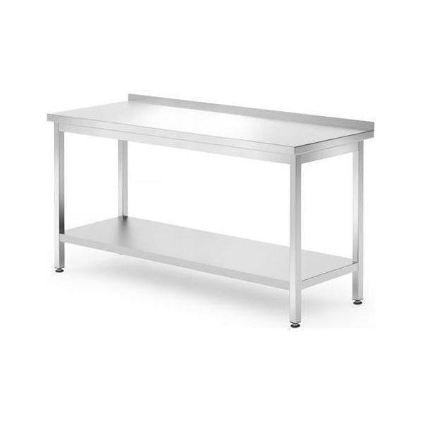Tavolo A Parete Hendi Con Ripiano - Avvitato, Profondità 700 Mm, Linea Cucina, 1600X700X(H)850Mm-image