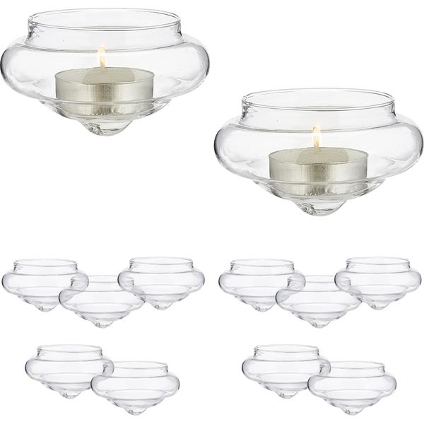 Relaxdays Lanterna Galleggiante Set Di 12 Porta Tea Light In Vetro H X P: 4,5 X 8 Cm Home-image