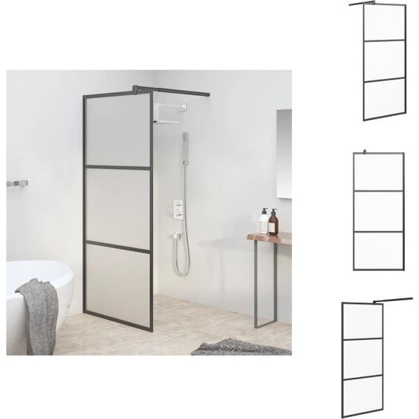 Vidaxl Schermo Doccia Per Cabina Doccia 90X195 Cm Esg Nero Opaco - Schermi Doccia-image