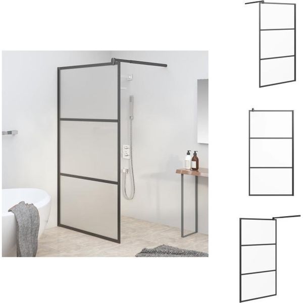 Vidaxl Schermo Doccia Per Cabina Doccia 100X195 Cm Esg Nero Opaco - Schermi Doccia-image