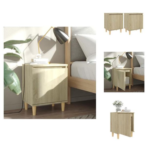 Vidaxl Comodini 2 Pz. Gambe In Legno Massiccio Rovere Sonoma 40X30X50Cm - Comodini-image
