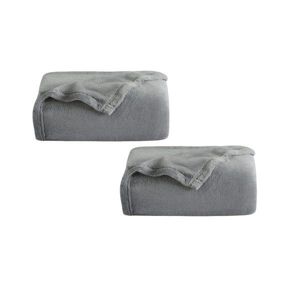 Clanmacy Coperta Accogliente 2 Pezzi Coperta Di Flanella Coperta Universale Divano Giardino In Viaggio Grigio 240 X 220 Cm Super Soft-image