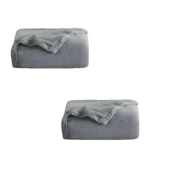 Clanmacy Coperta Accogliente 2 Pezzi Coperta Di Flanella Coperta Universale Divano Giardino In Viaggio Grigio 200 X 150 Cm Super Soft-image