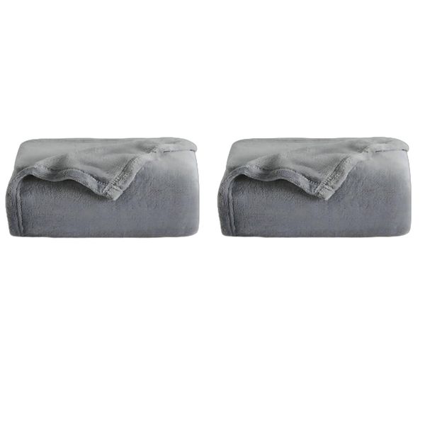 Hengda Coperta Accogliente 2 Pezzi Coperta Di Flanella Coperta Universale Divano Giardino In Viaggio Grigio 200 X 150 Cm Super Soft-image