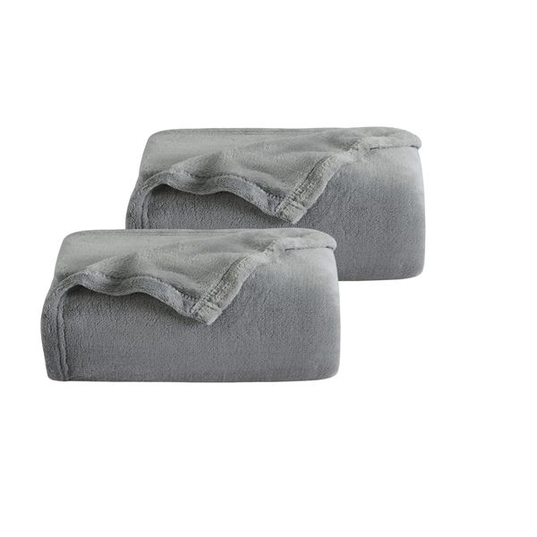 Jopassy Coperta Accogliente 2 Pezzi Coperta Di Flanella Coperta Universale Divano Giardino In Viaggio Grigio 240 X 220 Cm Super Soft-image