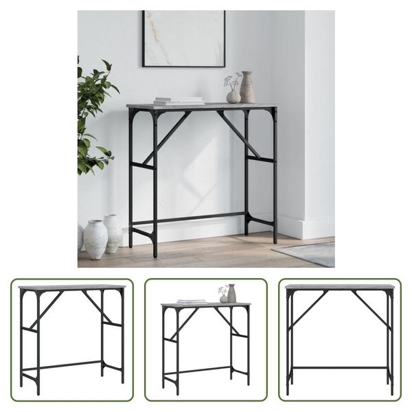 The Living Store Consolle Grigia Sonoma 75X32X75 Cm In Materiale Ligneo-image
