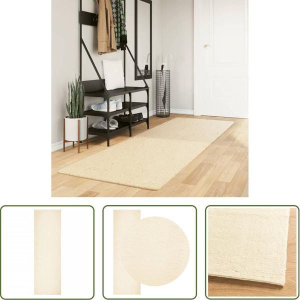 The Living Store Tappeto Huarte A Pelo Corto Morbido E Lavabile Crema 80X250 Cm-image