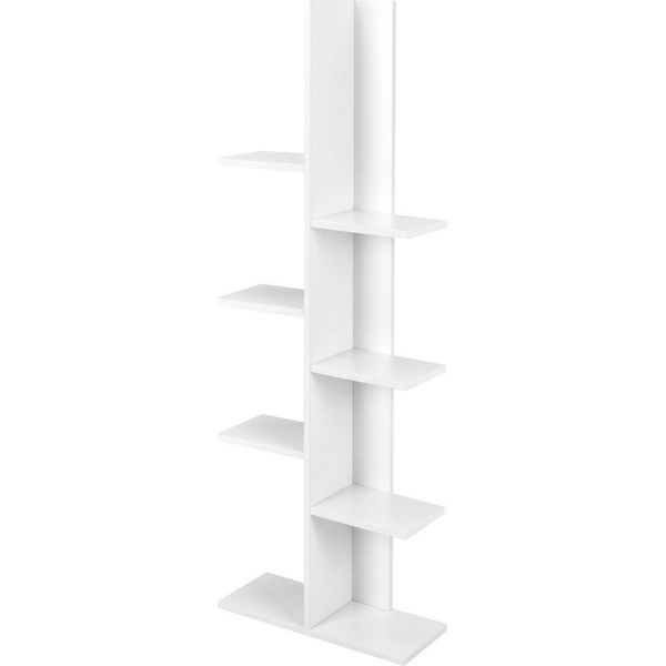 Libreria A Forma Di Albero Con 8 Ripiani, Scaffale Autoportante, Scaffale Da Ufficio, 50 X 20 X 141 Cm, Bianco-image