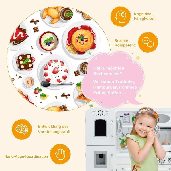 Cucina Per Bambini Con Luci E Suoni Realistici E Accessori 79 X 30 X 88,5 Cm Bianca-image