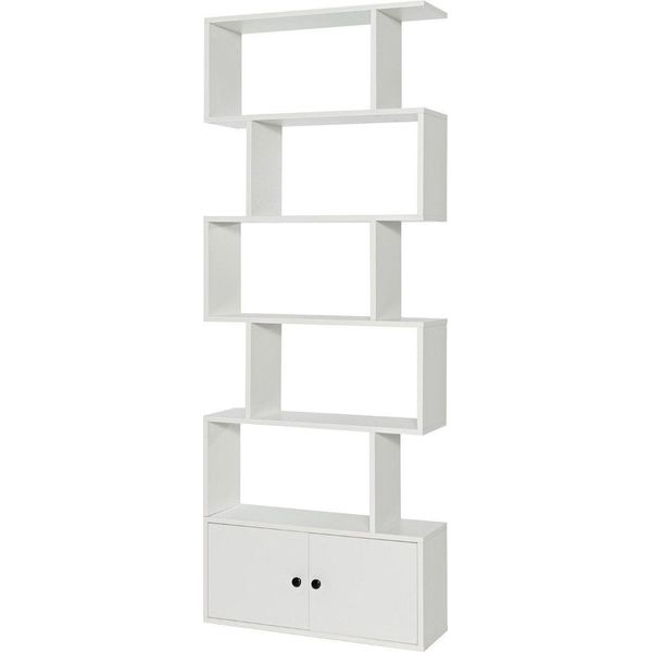 Scaffale Libreria Con Ante 183 X 70 X 23 Cm Scaffale Divisorio Con 5 Livelli Bianco-image