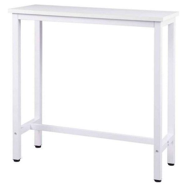 Tavolo Da Bar Per Interni Ed Esterni - Semplice E Compatto - Tavolo Da Bistrot Dal Design Robusto - Moderno Bianco - 100X40X100 Cm-image