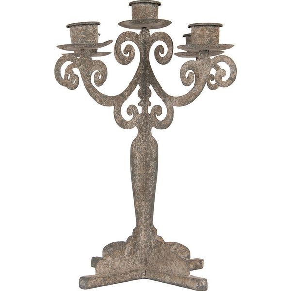 Portacandele Clayre & Eef 21X21X26 Cm In Metallo Grigio-image