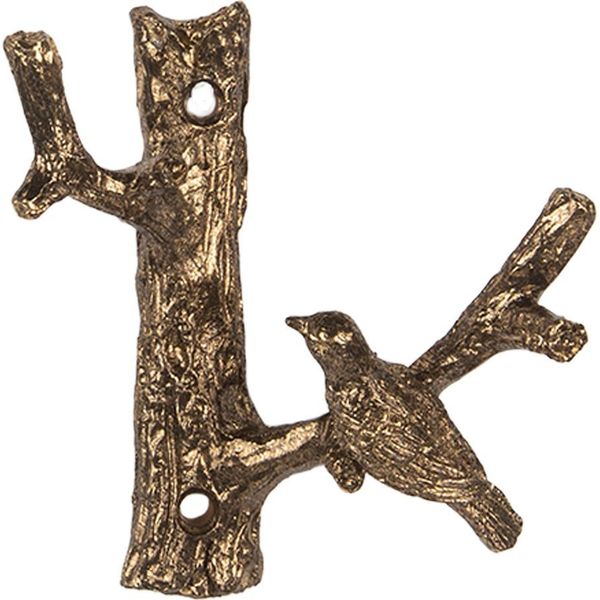 Clayre & Eef Gancio Da Parete Bird 9X4X9 Cm Metallo Color Oro-image